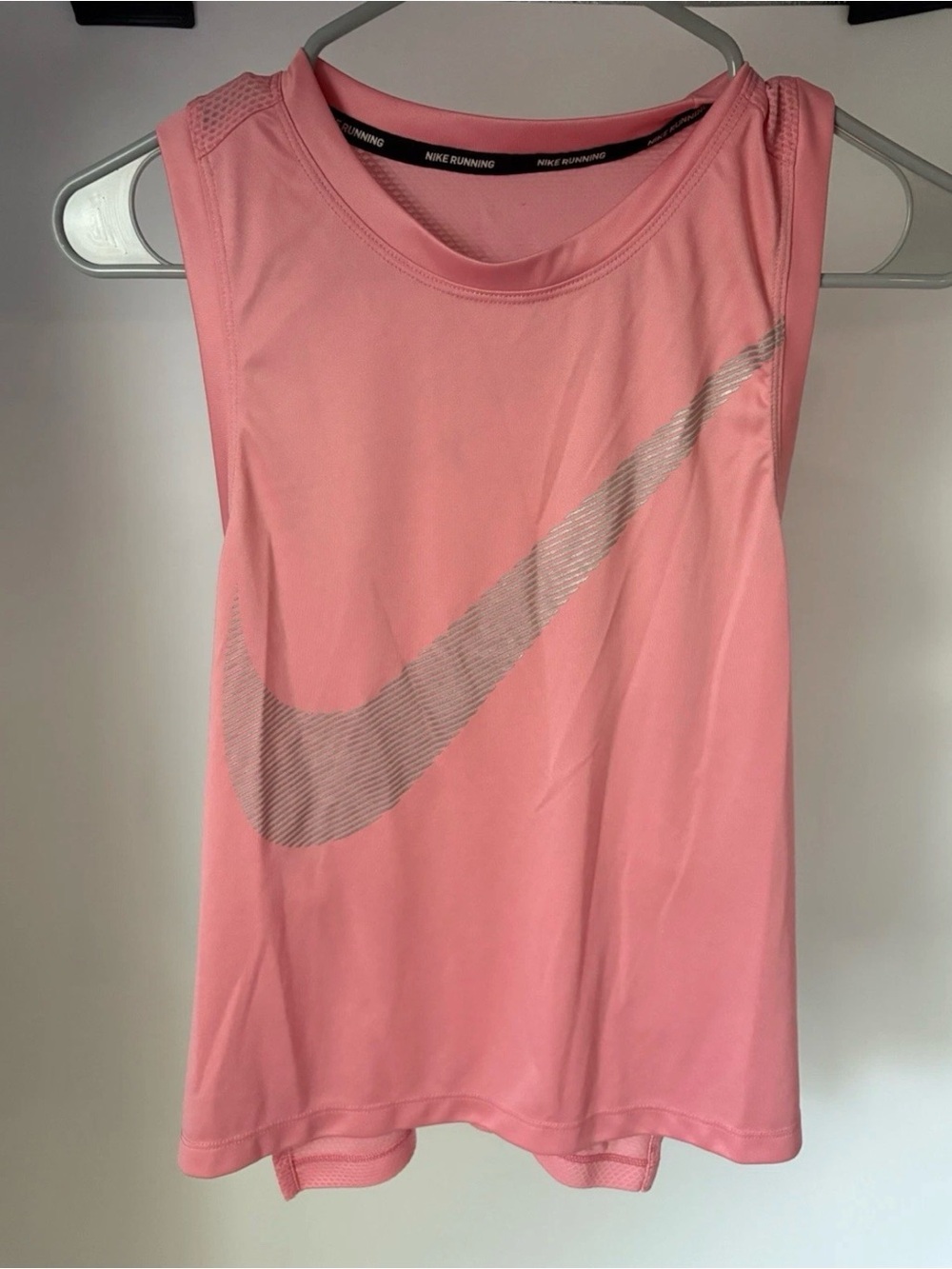 Nike Pink Sleeveless Training Tank with Silver Swoosh